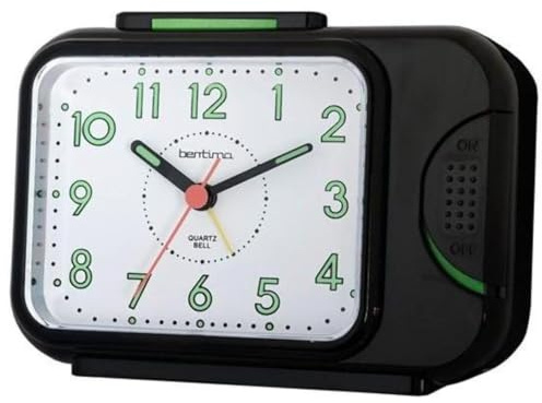 Acctim Sonnet Analogue Alarm Clock Non Ticking Sweep Luminous Hands Bell Alarm Black 12613