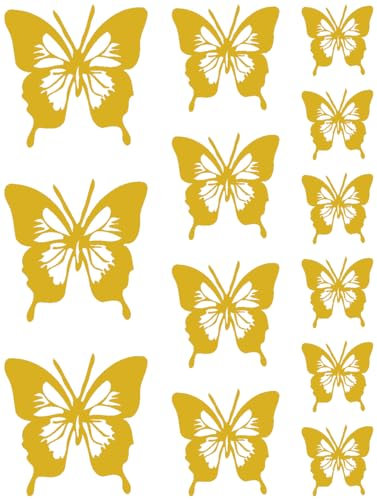 Samunshi® Schmetterling Aufkleber Set No.8 6x3,5cm4x5cmund3x7cm gold