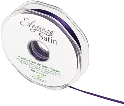 ELEGANZA Double Faced Satin 3mm x 50m Plum No.49, 3 mm x 5 0m