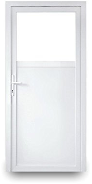 Nebeneingangstür mit Drückergarnitur - weiß - 90 x 200 cm - Innenöffnend - DIN Rechts - 2-fach-Verglasung - verschiedene Maße