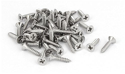 sourcing map M3.5x16mm 316 acier inox vis Cruciforme tête plate vis autotaraudeuses 50Pcs