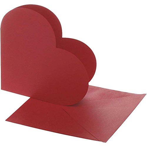 Herzkarten, 100263 Kartengröße: 12,5 cm x 12,5 cm, Umschlaggröße: 13,5 cm x 13,5 cm, Rot, 10er-Pack
