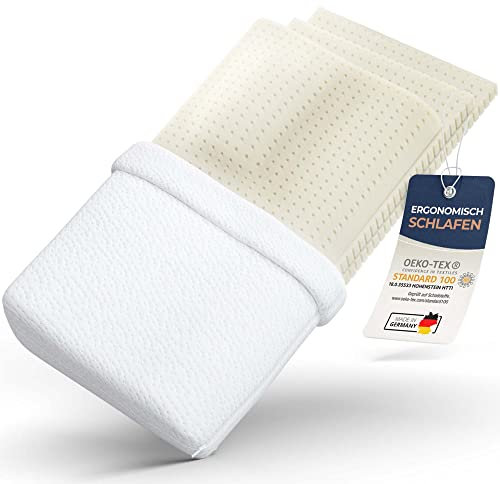 Thomsen® Ergonomisches Nackenstützkissen inkl. ÖKO-TEX Tencelbezug I Flexibel höhenverstellbar für höchsten Schlafkomfort I Orthopädisches Kissen 100% Made in Germany I Nackenkissen Kopfkissen
