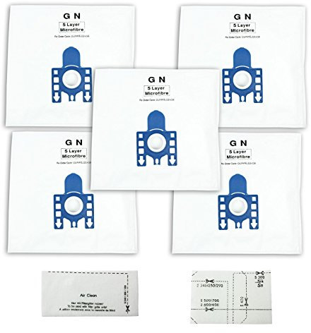 First4spares Type GN High Filtration Cloth Dust Bags for Miele Vacuum Cleaners (Pack of 5 + Motor and Air Filter)