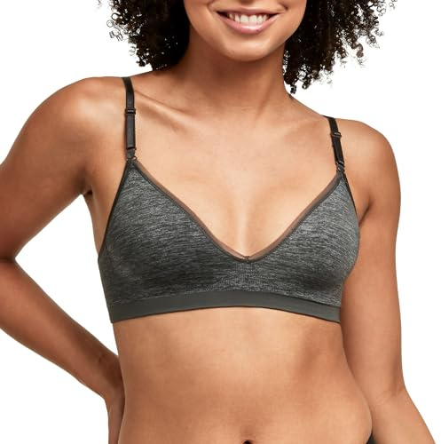 Hanes Women's Convertible Seamless Wire Free Bra, Gravel Grey Heather, Large