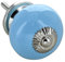 G Decor Hellblau Keramik Möbelknopf, Messing-Fassung, 40 mm, Chrom, 4501-LBE