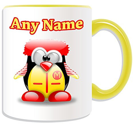 McDonald's Tasse (Pinguin-Geschichte), personalisierbar, mit Name, personalisierbar, mit Aufschrift „Richard Maurice Fast Food“, Restaurant, Hamburger, Pommes Frites Logo M