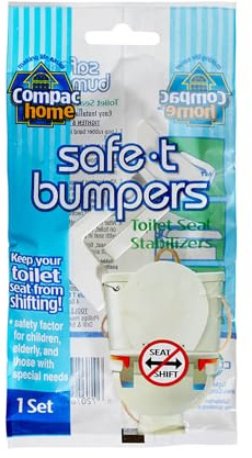 COMPAC HOME Compac’s Stabilizers T Bumpers, Lock Place, Keeps Children, Elderly, Disabled Safe from Slipping Off Shaking, Moving or Wobbly Toilet Seat (1 Set), White, 1 Count (Pack of 1)
