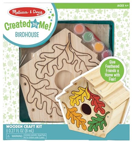 Melissa & Doug 3101 Build-Your-Own Wooden Birdhouse Decorate-Your-Own Craft Kits