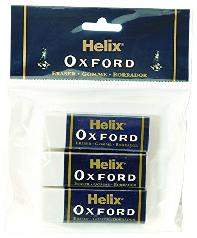 Oxford Radierer von Helix groß Schutzhülle aus Pappe LARGE 3 PACK