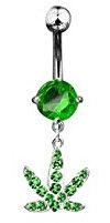 Trend Agent Premium Bauchnabelpiercing Hanfblatt Grün aus 316 L Chirurgenstahl