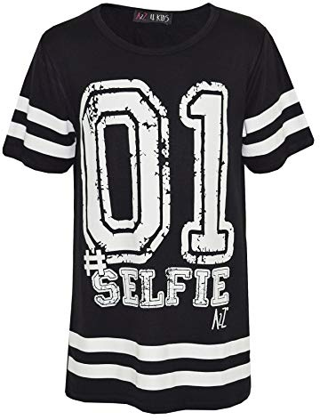 A2Z 4 Kids Girls Top 01 Selfie Print Designer - Fashion Top Black 9-10