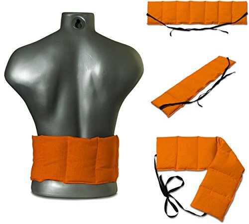 Kirschkernkissen 7-Kammer mit Band, 65x15 orange. Wärmekissen Rücken, Körnerkissen