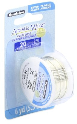 Artistic Wire, 20 Gauge Silver Plated Tarnish Resistant Colored Copper Craft Jewelry Wrapping Wire, Tarnish Resistant Silver, 6 yd