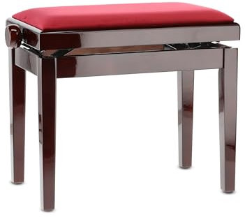 Gewa Piano Bench Deluxe Mahogany High Gloss (regolazione continua dell'altezza tramite un preciso meccanismo a forbice, in robusto legno massiccio, elevato carico di rottura)