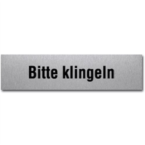 Schild Bitte klingeln, Edelstahl, selbstklebend, 4x16 cm