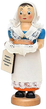 Dekohelden24 Räucher Stollenfrau mit rauchendem Stollen, ca. 19 cm