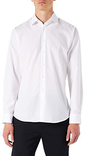 Seidensticker Herren Shaped Bügelfrei Kent Langarm Business Shirt, Weiß, 42 EU