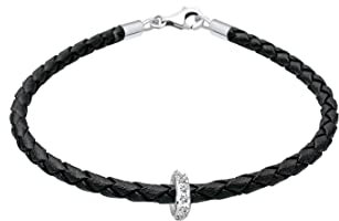 Elli Armband Damen 925 Silber Perlenarmband mit Herz Schmuck Geschenke für Frauen Freundin Frau Mädchen Mama, Herzarmband Kristall Länge 16 cm, Breite 6 mm