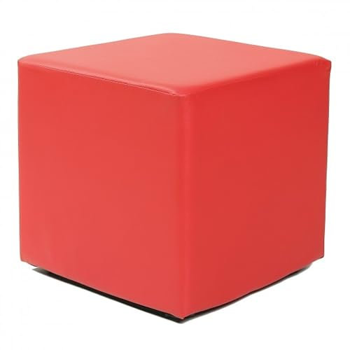 Kuechen-preisbombe Design Sitzwürfel Kubus I Hocker Kunstleder modern 45x45x45 cm in rot