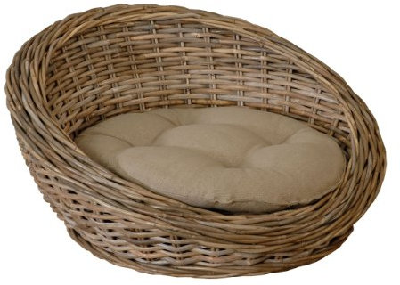 Katzenbett/Hundebett aus Rattan inklusive Polster/Katzenkorb Rattan