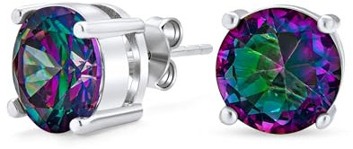 Unisex Schwarze Mystische Regenbogenfarbwechselnde Zirkonia Solitaire AAA CZ Ohrstecker Für Frauen .925 Sterlingsilber Rund 5MM