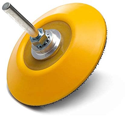Glass Polish 12004 Klett- und Schlaufenunterlage, Spindelauflage für Bohrmaschine, Gewinde M6 mit Universalbohraufsatz, Durchmesser: 75 mm