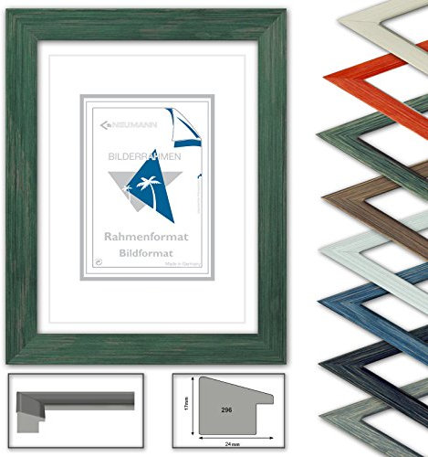 Holzrahmen Victoria, Wechselrahmen Farbe Grün, Profil HxB 17x24mm, 18x24 cm