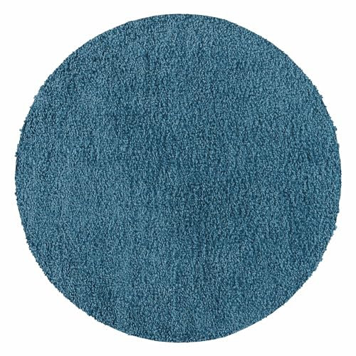 Carpetsale24 Shaggy Hochflor Teppich, 80 cm Rund, Türkis, weich, flauschig, modern, einfarbig, Für Eingangsbereich oder kleine Nischen, für Wohnzimmer Schlafzimmer Flur