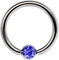 Ohrpiercing Titan Piercing Ring 1,2 x 10 mm mit Zirkonia Kugel in dunkelblau