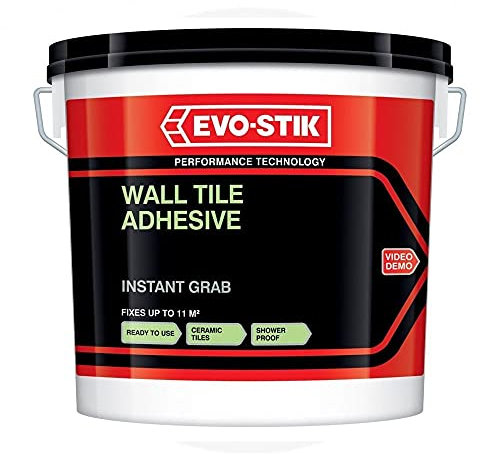EVO-STIK Instant Grab Wall Tile Adhesive 10L - Ready-Mixed - High Grab, Non-Slip - Showerproof - Water-Based Wall Tile Adhesive for Kitchens & Bathrooms - Suitable for Ceramic Tiles