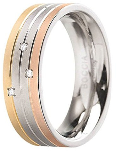Boccia Damen-Ring Titanium Titan teilvergoldet Diamant (0.015 ct) weiß Brillantschliff - 0134-02