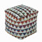 Homescapes Chindi Sitzwürfel Fußhocker quadratisch Ethno Look bunt Creme 40 x 40 x 40 cm