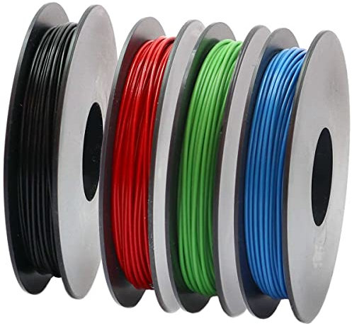Xenterio LiYv Schaltlitzen-Sortiment, 0,25mm², Kupfer verzinnt, hochflexibel, 900V, 4x 25m Spulen (rot, schwarz, grün, blau)