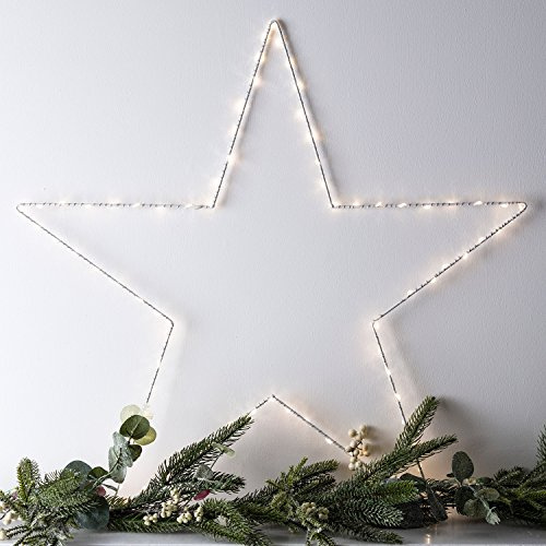 Lights4fun Set of 3 Christmas Indoor Light Up Star Window Decorations with 80 Warm White LEDs Battery Operated Timer 59cm