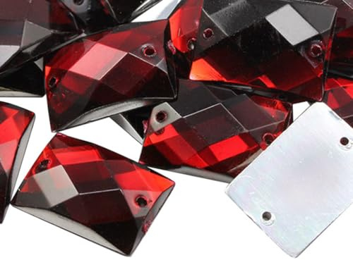 Allstarco 14x10mm (9/16x13/32) Red Ruby Rectangle Sew-On Gems