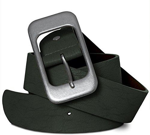 Caspar GU276 Damen breiter Vintage Gürtel Jeansgürtel mit gebürsteter Metallschnalle, Gürtelgröße:95, Farbe:oliv grün