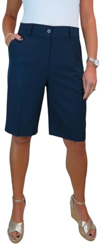 icecoolfashion Ladies Smart Tailored Knee Length Bermuda Shorts Mid Waisted | Women's Summer Shorts, Summer, Pleated, Office Wear, Golf, Day & Evening, Lawn Bowels