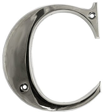 Beautiful 3 Inch Bevelled Edge Polished Chrome Door Letter C - Screw Fix Front House Letter C