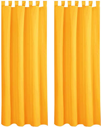 Bestlivings Blickdichte Gardine im 2er Pack mit Schlaufen (140x175 cm/Orange) + 2 Raffhalter, in vielen Farben