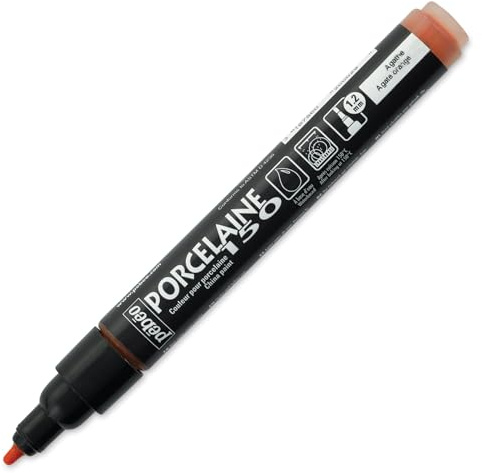 Pebeo 6-Piece Porcelaine 150 China Paint Bullet Tip Marker, Agate Orange,Agate Orange