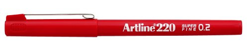 Artline 220 0.2mm Superfine Marker - Red [Pack of 12]