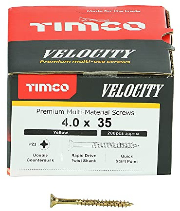 TIMCO Velocity Premium Multi-Use Countersunk Gold Woodscrews - 4.0 x 35 - Box of 200