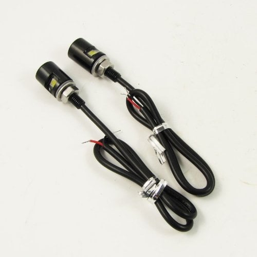 Hwydo 2 Motorrad-Schwarz-Chrome LED Kennzeichenbeleuchtung Bolts
