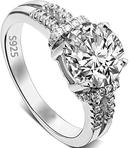 EVER FAITH® 925 Sterling Silber 4-Steg-Krappenfassung rund CZ Engagement Ring - Größe 52 (16.6) N06643-1