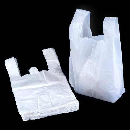 White Vest Style Plastic Carrier Bags - 13 x 19 x 23 - (1 box = 500 bags) - HEAVY DUTY
