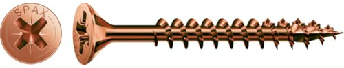 SPAX Universalschraube, 5,0 x 80 mm, 200 Stück, reuzschlitz Z2, Senkkopf, Teilgewinde, 4CUT, Brüniert C1A, 1081140500805
