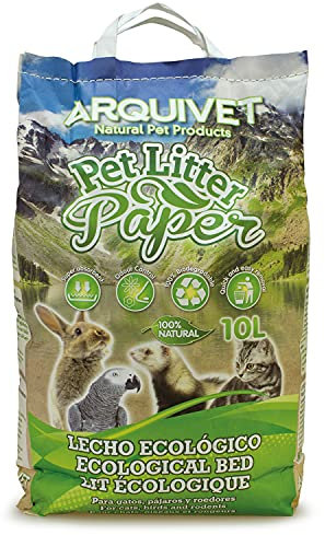 Arquivet, Pet Litter Paper, Lecho higiénico ecológico, Lecho Papel Reciclado para Gatos, pájaros y roedores, Biodegradable, Fórmula hipoalergénica, 10 L