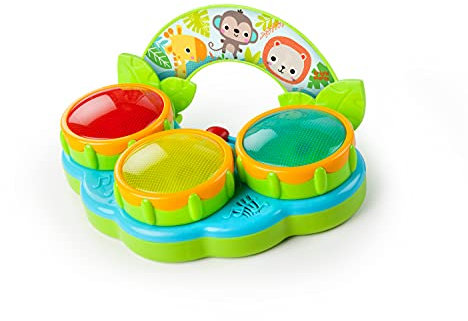 Bright Starts Safari Beats Tamburo musicale con luci, età 3 mesi +
