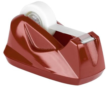Acrimet Premium Dévidoir de Ruban Adhésif de Bureau, Plastique, Base Antidérapante (Résistant) (Couleur Rouge)